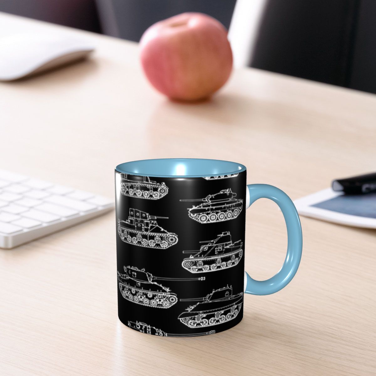 Coffee Tea World - Mug Keramik Lucu Tank AS Perang