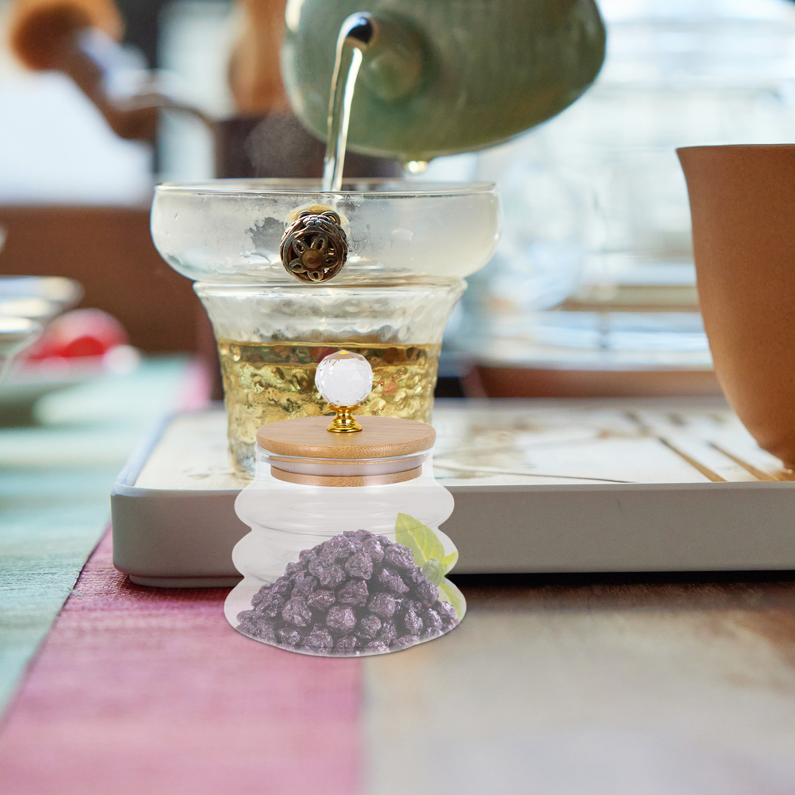 Coffee Tea And Bean Leaf - Stoples Penyimpanan Kaca Transparan dengan Tutup