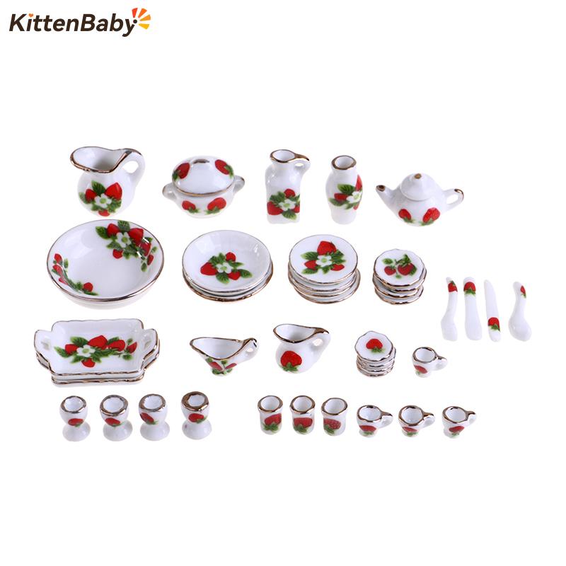 Coffee Tea Flower - 1 Set 1:12 Miniatur Rumah Boneka