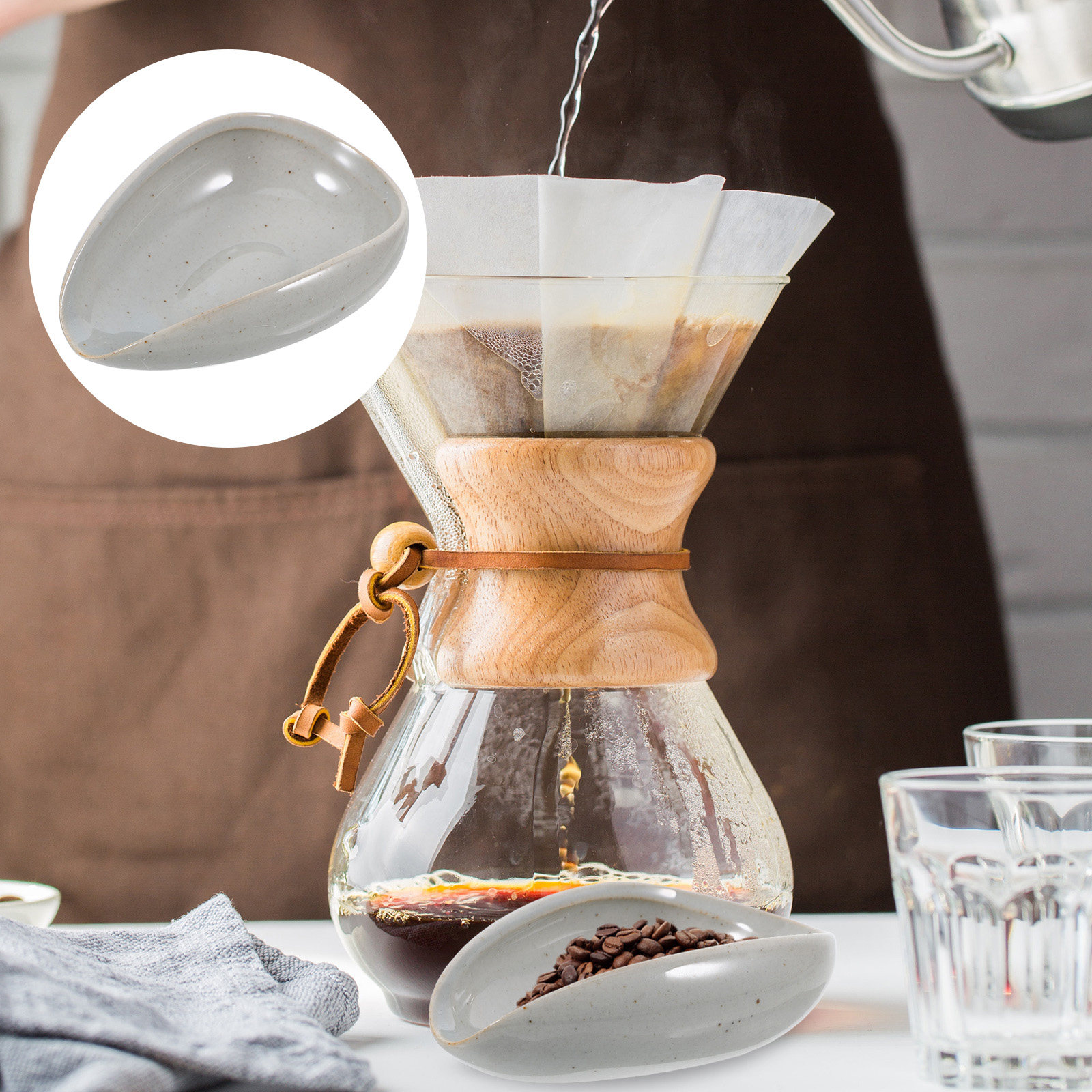 Coffee Tea And Bean Leaf - Nampan Kopi Keramik, Cangkir Dosing, Wadah