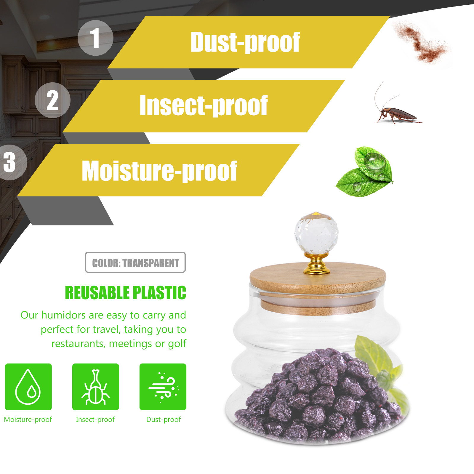 Stoples Penyimpanan Kaca Trans - Coffee Tea And Bean Leaf ulasan dan harga